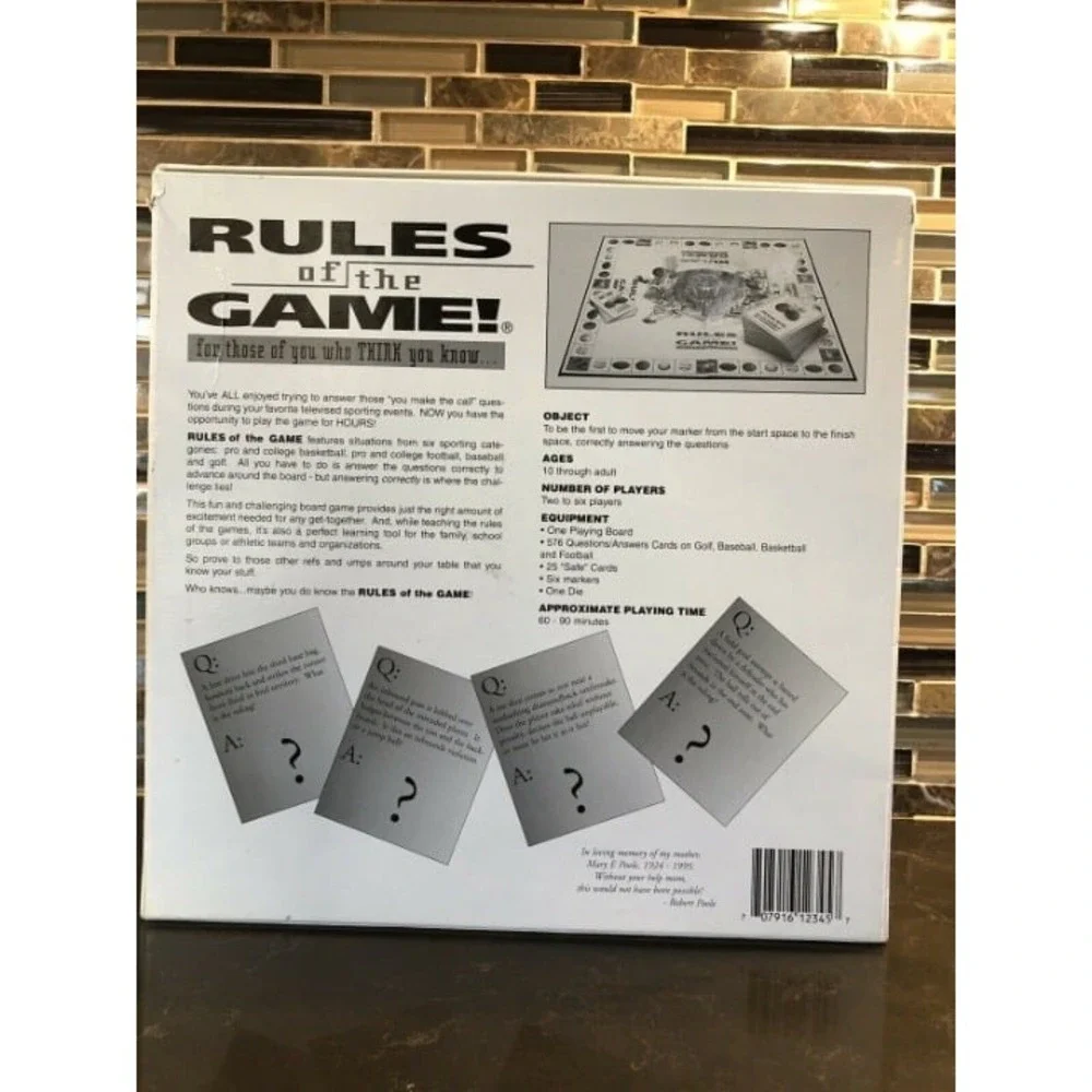 Rules of the Game Board Game‎ Sports Trivia Challenge Family Fun Ages 8+